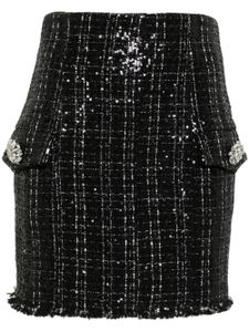 Balmain minijupe en tweed à sequins - Noir