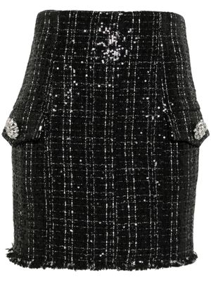 Balmain minijupe en tweed à sequins - Noir