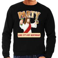 Foute Kersttrui - sweater - Party Jezus - grote maten - zwart - voor heren - kerstkleding