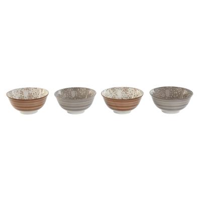 Kommenset Home ESPRIT Bruin Beige Porselein Blommor Shabby Chic 15 x 15 x 7 cm