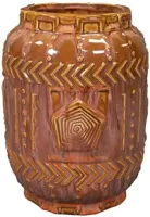 TS Collection bloempot aztec keramiek 17x22cm koraal
