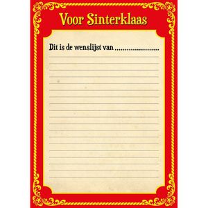 6x Papieren Sinterklaas invul verlanglijstje met kleurplaat