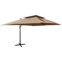 Zweefparasol met dubbel dak 400x300 cm taupe Zweefparasol met dubbel dak 400x300 cm taupe