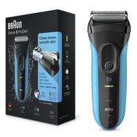 Braun Series 3 ProSkin 3010s Elektrisch Scheerapparaat, Zwart/Blauw - Oplaadbaar Scheerapparaat - thumbnail