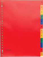 Pergamy tabbladen, ft A4, 23-gaatsperforatie, PP, geassorteerde kleuren, set 1-12 - thumbnail