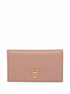 Prada petit portefeuille en cuir Saffiano à plaque logo - Rose