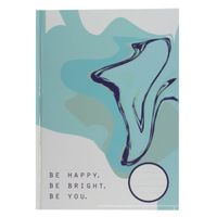 Luxe schrift A4 formaat blauw//wit be happy harde kaft   - - thumbnail