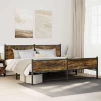 Bedframe zonder matras metaal gerookt eikenkleurig 193x203 cm