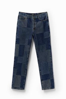 Straight jeans met ruiten - BLUE - 28