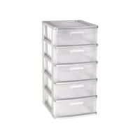 Plasticforte Ladeblok met 5x lades - grijs/transparant - L40 x B39 x H81 cm - grote lades