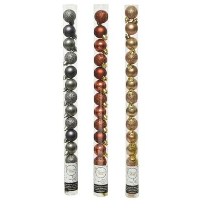 42x Stuks kunststof kerstballen mix antraciet grijs/terra bruin/camel bruin 3 cm