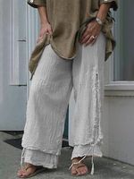 Linen Casual Solid Pants - thumbnail