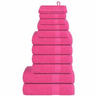 VidaXL 12-delige handdoekenset 360 g/m² 100% katoen roze
