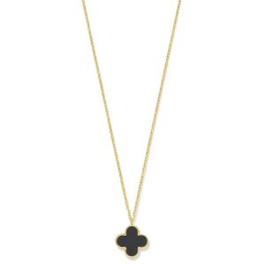 Ketting Klavertje geelgoud-onyx geelgoud-zwart 41-45 cm