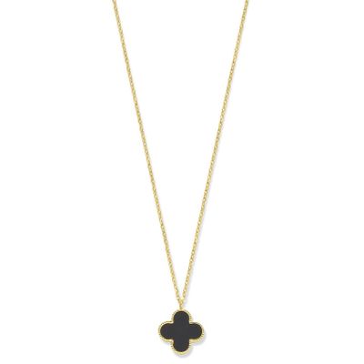Ketting Klavertje geelgoud-onyx geelgoud-zwart 41-45 cm