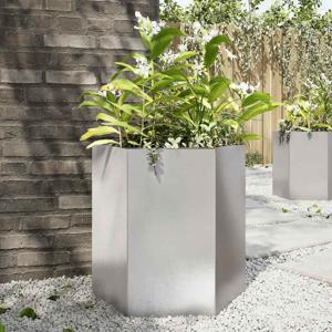 VidaXL Plantenbak zeshoek 46x40x45 cm roestvrijstaal