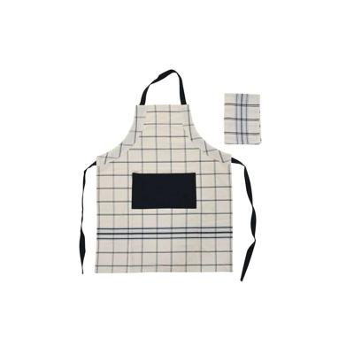 Schort met Buidelzak DKD Home Decor 70 x 1 x 85 cm Zwart Beige Blauw Katoen