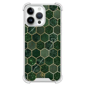 iPhone 14 Pro Max shockproof hoesje - Kubus groen