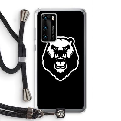 Angry Bear (black): Huawei P40 Transparant Hoesje met koord