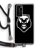 Angry Bear (black): Huawei P40 Transparant Hoesje met koord