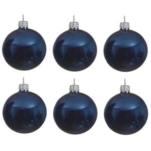 Kerstballen set - 12x stuks - blauw - glas - 6 cm - glans - kerstversiering - zilveren ophanglintje