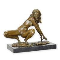 AN EROTIC BRONZE SCULPTURE OF A FEMALE NUDE - thumbnail