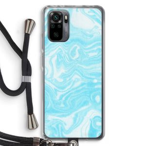 Waterverf blauw: Xiaomi Redmi Note 10 Pro Transparant Hoesje met koord