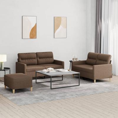 4-delige Loungeset met kussens stof bruin