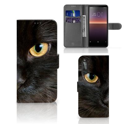 Sony Xperia 10 II | Telefoonhoesje | Met pasjeshouder | Zwarte Kat