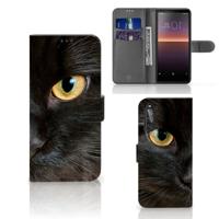 Sony Xperia 10 II | Telefoonhoesje | Met pasjeshouder | Zwarte Kat