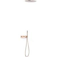 Regendouche set Tres B-System | Inbouw | Thermostaatkraan | 2-weg | Rechthoekig | 24k Rose goud