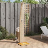 Buitendouche 55x60x224 cm poly rattan en acaciahout beige - thumbnail