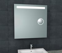 Badkamerspiegel met scheerspiegel Tigris | 80x80 cm | Vierkant | Directe LED verlichting | Drukschakelaar
