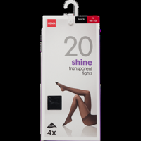 HEMA Panty Shine Transparent 20 Denier Zwart Maat XL 48/52 4 Stuks bij Jumbo
