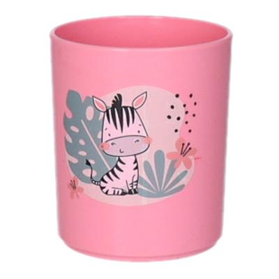 Plasticforte Drinkbekers - kunststof - 350 ml - roze - zebra - kinderen - camping