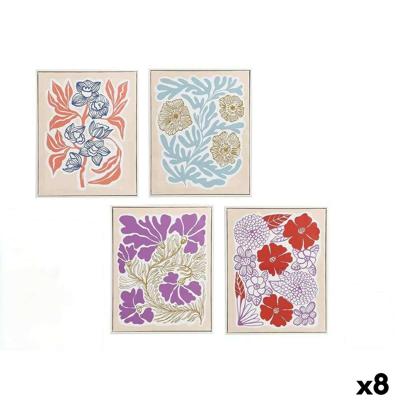 Canvas Gift Decor Blauw Rood Oranje Paars Blommor 40 x 3 x 50 cm (8 Stuks)