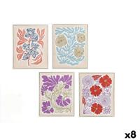 Canvas Gift Decor Blauw Rood Oranje Paars Blommor 40 x 3 x 50 cm (8 Stuks)