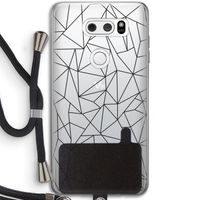 Geometrische lijnen zwart: LG V30 Transparant Hoesje met koord
