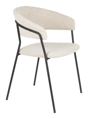 ZILT Eetkamerstoel 'Kashmir' Bouclé, kleur Off White/Zwart