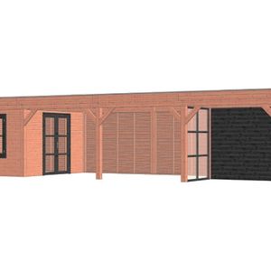 Trendhout Buitenverblijf Refter XL 1200x400 cm - Combinatie 1- Plat dak- Onbehandeld lariks Douglas hout- Trendhout