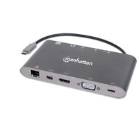 Manhattan 152808 laptop dock & poortreplicator Bedraad USB 3.2 Gen 1 (3.1 Gen 1) Type-C Zilver