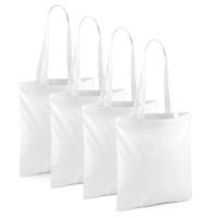 Draagtasje met hengsels - 10x - wit - 42 x 38 cm - katoen - 10 liter - boodschappen - gymtas