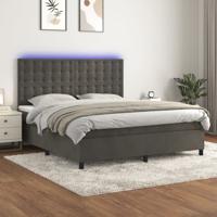 Boxspring met matras en LED fluweel donkergrijs 180x200 cm