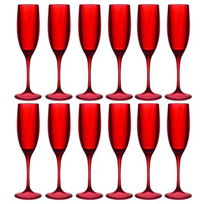 Home Deco Factory Champagneglas - 12x - 13 cl - rood - kunststof - vaatwasserbestendig
