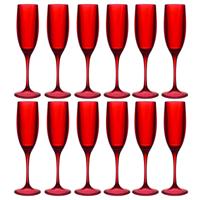 Home Deco Factory Champagneglas - 12x - 13 cl - rood - kunststof - vaatwasserbestendig