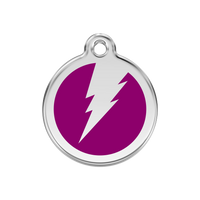 Flash Purple roestvrijstalen hondenpenning medium/gemiddeld dia. 3 cm - RedDingo