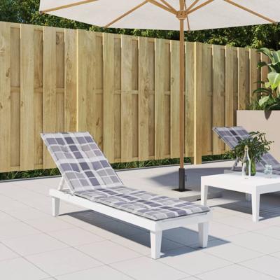 VidaXL Terrasstoelkussen ruitpatroon (75+105)x50x4 cm grijs