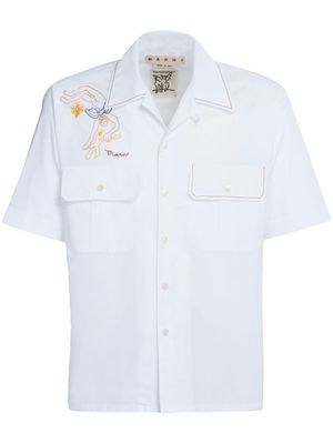 Marni chemise à logo brodé - Blanc