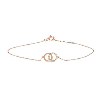 14k Roségouden Armband met Zirkonia - 16,5-18,5 cm
