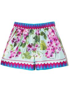 Dolce & Gabbana Kids short en soie à fleurs - Bleu